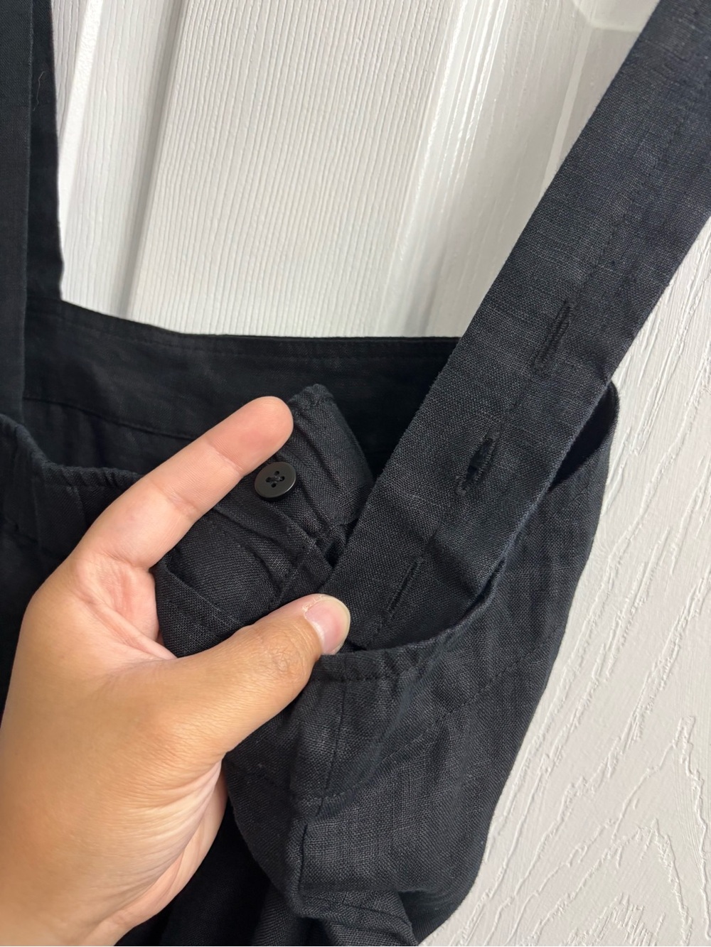Quince Linen Square Neck Jumpsuit Small NWT Black - Picture 6 of 8